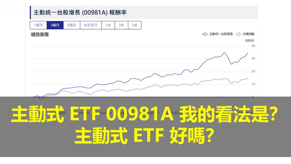 主動式 ETF 00981A 我的看法是？主動式 ETF 好嗎？