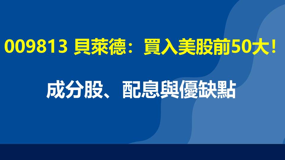 009813 貝萊德：買入美股前50大！成分股、配息與優缺點