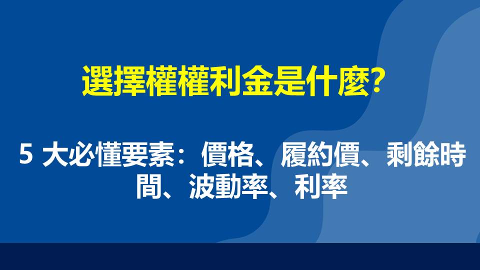 選擇權權利金是什麼？5 大必懂要素：價格、履約價、剩餘時間、波動率、利率